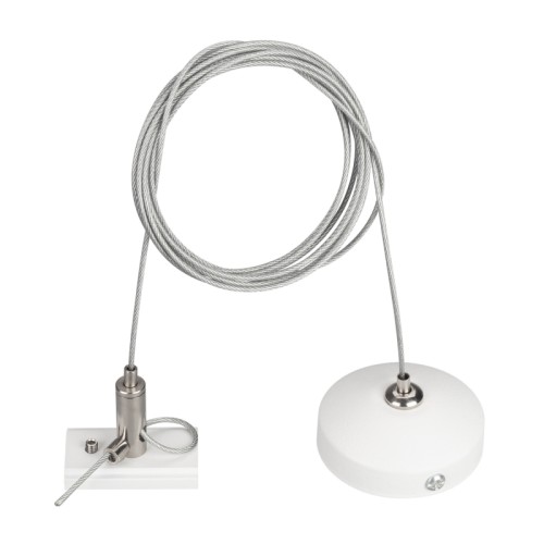 Подвес MAG-HANG-ORIENT-L2000 (WH-SL) (Arlight, Металл) Тросовый подвес для подвесного монтажа магнитных треков MAG-ORIENT с фурнитурой белого цвета. Длина троса 2 м. Выдерживает вес максимум 15 кг. В комплекте тросовый держатель, трос, фиксатор для троса.