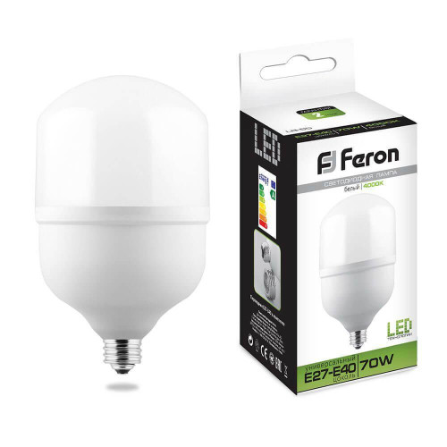 Лампа светодиодная Feron E27-E40 70W 4000K Цилиндр Матовая LB-65 25822 