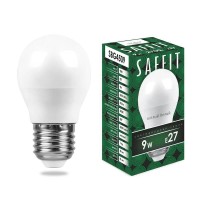  - Лампа светодиодная Saffit E27 9W 2700K Шар Матовая SBG4509 55082