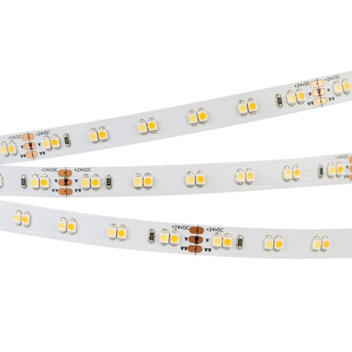 Лента RT 6-5000 24V White-MIX 2x (3528, 120 LED/m, LUX) (Arlight, 9.6 Вт/м, IP20) 2-х канальная лента LUX с изменяемой цв.температурой, светодиоды smd 3528, 120шт/м (600шт на 5м), белая плата 10мм, скотч 3М. Два цвета БЕЛЫЙ 6500K + ТЕПЛЫЙ 2700K. Угол 120°, цветопередача CRI>90. Питание 24V, мощность 9,6 Вт/м (48 Вт на 5м). Размеры 5000х10х1,8мм. Мин.отрезок 100мм, 12 светодиодов. Цена за 1м.