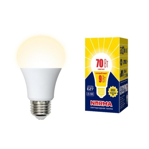 Лампа светодиодная Volpe E27 9W 3000K матовая LED-A60-9W/3000K/E27/FR/NR UL-00005622 