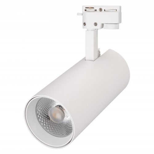 Светильник LGD-GERA-2TR-R90-30W Warm3000 (WH, 24 deg, 230V) (Arlight, IP20 Металл, 5 лет) Светильник подвесной для треков/шин 2 провода. Мощность 30 Вт, св. поток 2700-3300 лм, 90 лм/Вт, теплый 3000 K, CRI>90, угол 24°, напряжение питания 230 В. Белый круглый корпус из алюминия, материал линзы PMMA , степень защиты IP20. Размер: диаметр 90 мм, высота 185 мм. Монтаж на трек 1-фазный. Драйвер встроенный 30-40 В, 750 мА., пульсация 