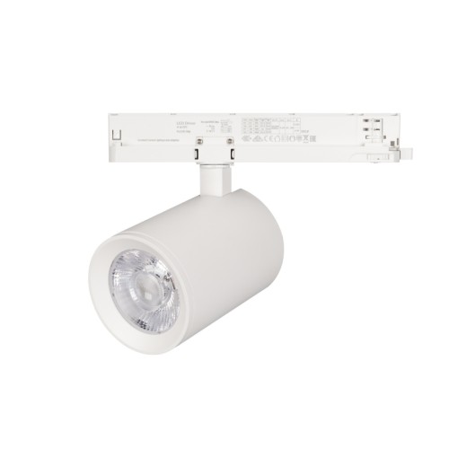 Светильник LGD-NIKA-4TR-R100-30W Warm3000 (WH, 24 deg, 230V) (Arlight, IP20 Металл, 5 лет) Светильник подвесной для треков/шин 4 провода, 30Вт. Цвет свечения БЕЛЫЙ ТЕПЛЫЙ 3000K, световой поток 3000лм, угол 24°, CRI>90. Корпус круглый, металл, цвет белый, IP20. Размеры DxH Ø100x105мм. Входное напряжение AC220-240V, мощность 30Вт. Драйвер встроенный в адаптер (30-40V, 850mA).