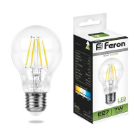  - Лампа светодиодная филаментная Feron E27 7W 4000K Шар Прозрачная LB-57 25570