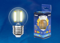  - Лампа светодиодная филаментная Uniel E27 5W 3000K прозрачная LED-G45-5W/WW/E27/CL/MB GLM10TR UL-00002370