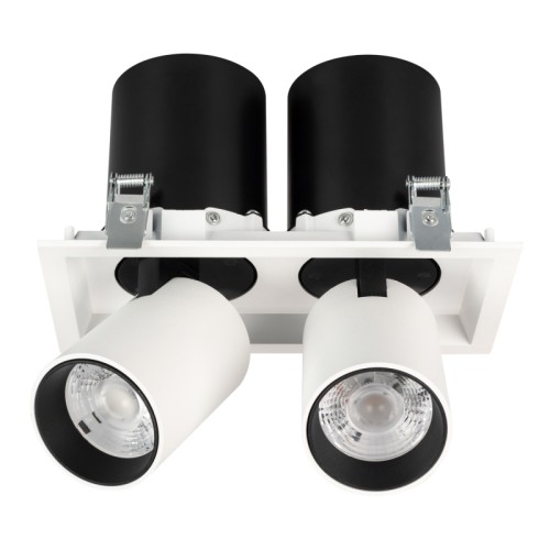 Светильник LTD-PULL-S110x210-2x10W Day4000 (WH, 24 deg, 230V) (Arlight, IP20 Металл, 5 лет) Встраиваемый поворотный выдвигающийся светильник для потолка. Светодиоды 2x10W, цвет БЕЛЫЙ ДНЕВНОЙ 4000K, св.поток 1900лм, угол 24°, RA>90. Корпус белый. Мощность 20Вт, питание AC220-240V. Размеры WxLxH 112x210x127мм. Установка в отверстие 100x195мм. Драйвера в комплекте (2 шт 30-48V 250mA).