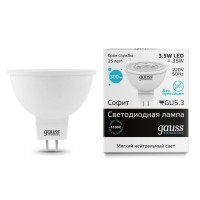  - Лампа светодиодная Gauss GU5.3 3.5W 4100K матовая 13524