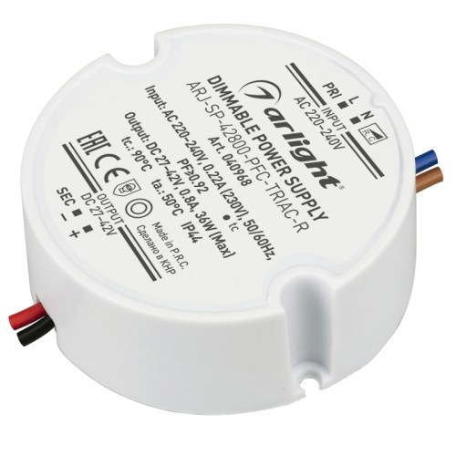 Блок питания ARJ-SP-42800-PFC-TRIAC-R (36W, 27-42V, 800mA) (Arlight, IP44 Пластик, 5 лет) 