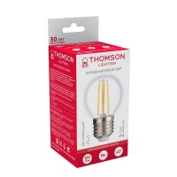  - Лампа светодиодная филаментная Thomson E27 9W 6500K шар прозрачная TH-B2339