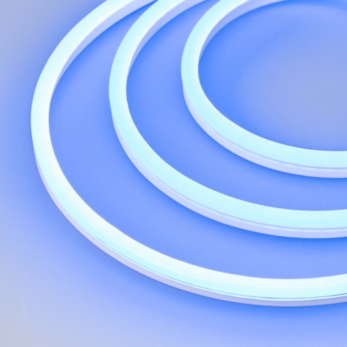 Гибкий неон GALAXY-1608-5000CFS-2835-100 12V Blue (16x8mm, 12W, IP67) (Arlight, 12 Вт/м, IP67) Гибкий неон GALAXY в силиконовой оболочке. Светодиоды SMD2835, 100 шт-м, цвет СИНИЙ. Сечение 16х8 мм, горизонтальный (боковой) изгиб, IP67, шаг резки 10 мм, мощность 12 Вт-м, напряжение питания DC 12V. Укомплектован заглушками и 30см проводом питания. Рекомендуется провести дополнительную герметизацию заглушек.