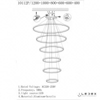  - Подвесной светодиодный светильник iLedex Axis 10112P/6-167W-3000K (12/10/8/6/6/4) BR