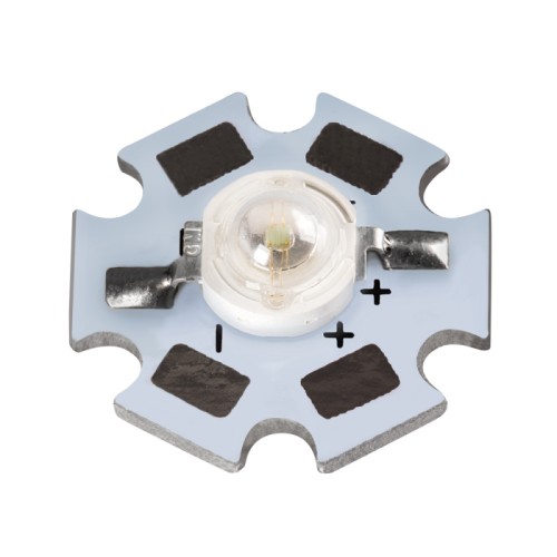 Мощный светодиод ARPL-STAR-3W-EPS45 Green (Arlight, Emitter) Мощный светодиод на плате типа STAR, d=20 мм, h=5.1 мм. Чип EPISTAR 45 mil, прозрачная линза. Цвет свечения зеленый (520-530 нм). Угол излучения 120-140°. Световой поток 90-110 лм при If=700 мА, P=3 Вт. VF=3.4-3.8 В.
