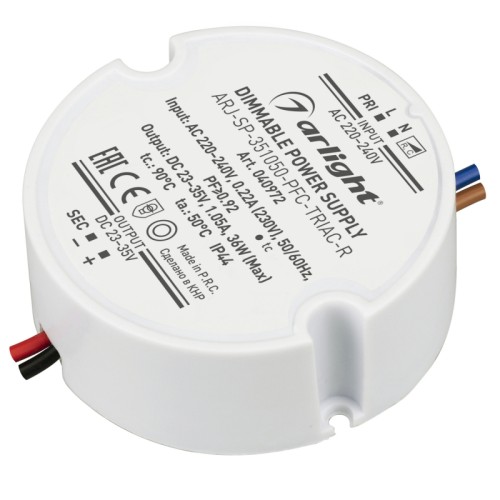 Блок питания ARJ-SP-351050-PFC-TRIAC-R (36W, 23-35V, 1050mA) (Arlight, IP44 Пластик, 5 лет) 