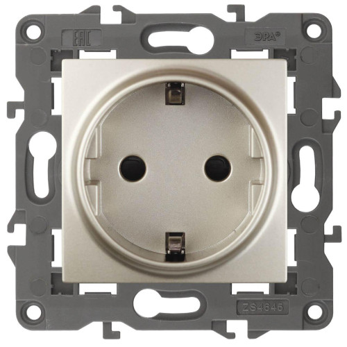 Розетка ЭРА Elegance 2P E Schuko со шторками 16A 250V 14-2102-04 Б0034275 