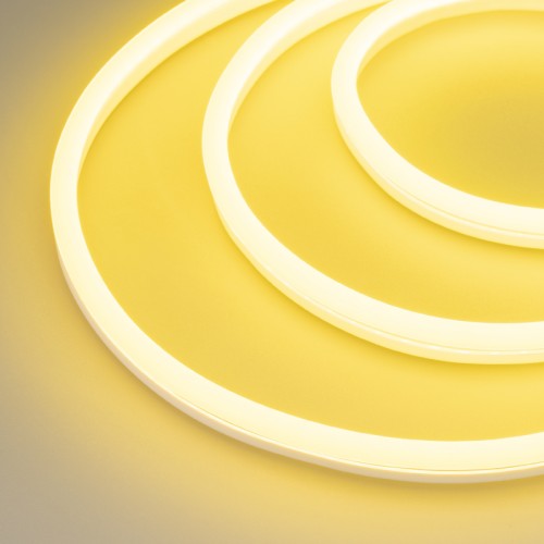 Гибкий неон GALAXY-1608-5000CFS-2835-100 12V Lemon (16x8mm, 12W, IP67) (Arlight, 12 Вт/м, IP67) Гибкий неон GALAXY в силиконовой оболочке. Светодиоды SMD2835, 100 шт-м, цвет ЛИМОННЫЙ ЖЕЛТЫЙ. Сечение 16х8 мм, горизонтальный (боковой) изгиб, IP67, шаг резки 10 мм, мощность 12 Вт-м, напряжение питания DC 12V. Укомплектован заглушками и 30см проводом питания. Рекомендуется провести дополнительную герметизацию заглушек.