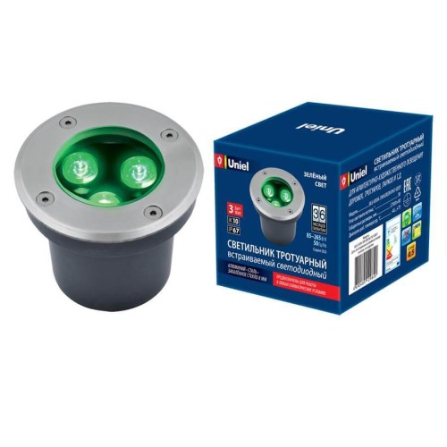 Ландшафтный светодиодный светильник Uniel ULU-B10A-3W/Green IP67 Grey UL-00006819 