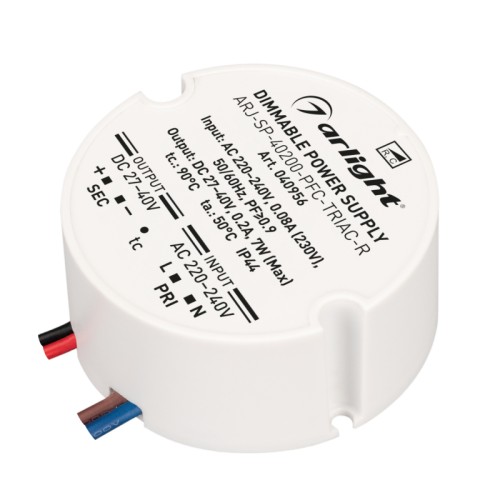 Блок питания ARJ-SP-40200-PFC-TRIAC-R (7W, 27-40V, 200mA) (Arlight, IP44 Пластик, 5 лет) 