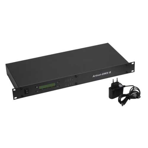 Контроллер LT-Artnet-DMX-8 (220V, 4096CH) (Arlight, IP20 Металл, 1 год) DMX-ArtNet контроллер: выход DMX 512 (512x8=4096 канала), работает по протоколу: ArtNet, DMX512, размеры L482xW200xH44 mm. Вес 2,2 кг.