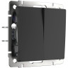 Выключатель Werkel двухклавишный проходной черный матовый W1122008 4690389156724 - Выключатель Werkel двухклавишный проходной черный матовый W1122008 4690389156724