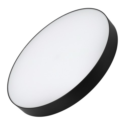 Светильник SP-RONDO-R500-50W Day4000 (BK, 120 deg, 230V) (Arlight, IP40 Металл, 3 года) Накладной светильник. Мощность 50 Вт, св. поток 4000 лм, 80 лм/Вт, дневной 4000 K, CRI>90, угол 120°, напряжение питания 230 В. Черный круглый корпус из алюминия, экран PC, степень защиты IP40. Размер: диаметр 500 мм, высота 64 мм. Монтаж накладной. Драйвер 27-42 В, 1200 мА, пульсация 