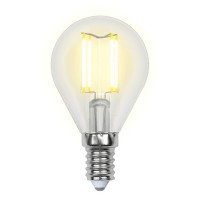  - Лампа светодиодная филаментная Uniel E14 6W 3000K прозрачная LED-G45-6W/WW/E14/CL GLA01TR UL-00002201
