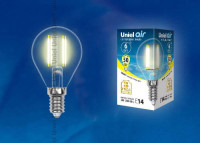  - Лампа светодиодная филаментная Uniel E14 6W 3000K прозрачная LED-G45-6W/WW/E14/CL GLA01TR UL-00002201