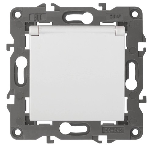 Розетка ЭРА Elegance 2P E Schuko со шторками с крышкой 16A 250V 14-2103-01 Б0034278 
