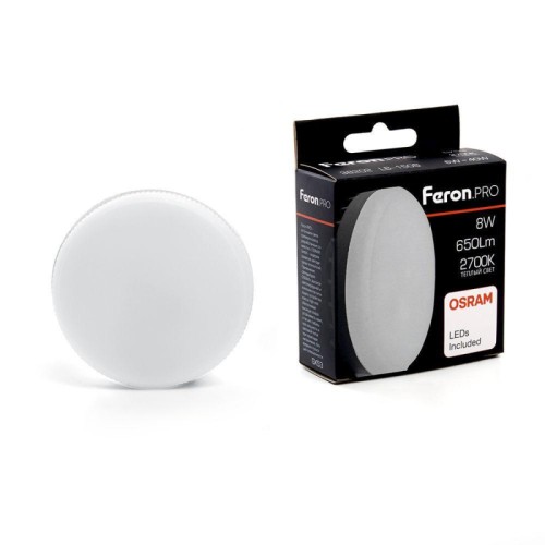 Лампа светодиодная Feron GX53 8W 2700K матовая LB-1508 38202 