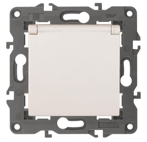 Розетка ЭРА Elegance 2P E Schuko со шторками с крышкой 16A 250V 14-2103-02 Б0034279 