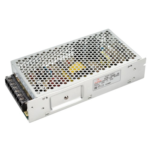 Блок питания HTS-150M-24 (24V, 6.5A, 150W) (Arlight, IP20 Сетка, 3 года) Источник напряжения с гальванической развязкой для светодиодных изделий. Входное напряжение 176-264 VAC. Выходные параметры: 24 В, 6,5 А, 150 Вт. Встроенный PFC >0,5. Негерметичный алюминиевый сетчатый корпус IP 20. Габаритные размеры длина 199 мм, ширина 98 мм, высота 42 мм. Гарантийный срок 3 года.