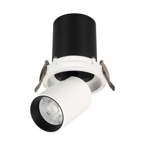 Светильник LTD-PULL-R100-10W Warm3000 (WH, 24 deg, 230V) (Arlight, IP20 Металл, 5 лет) Встраиваемый поворотный выдвигающийся светильник для потолка. Мощность 10 Вт, св. поток 900 лм, 90 лм/Вт, теплый 3000 K, CRI>90, угол 24°, напряжение питания 230 В. Белый круглый корпус из алюминия, экран PC, степень защиты IP20. Размер (ØД×В) 105×127 мм. Монтаж встраиваемый, установочное отверстие Ø 95 мм. Драйвер 30-48 В, 250 мА, пульсация 