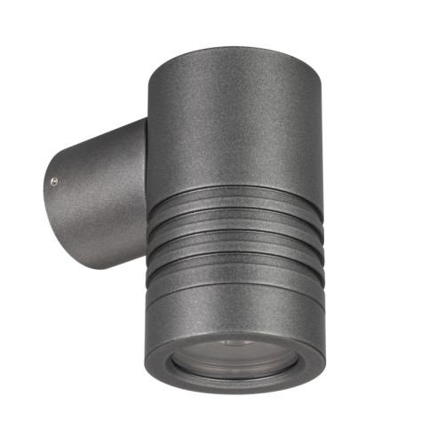 Светильник KT-RAY-WALL-R46-3W Warm3000 (GR, 24 deg, 24V) (Arlight, IP65 Металл, 3 года) Накладной настенный светильник. Мощность 3,5 Вт, св. поток 350 лм, 100 лм/Вт, теплый 3000 K, CRI>80, угол 24°, напряжение питания 24 В. Темно-серый фигурный корпус из алюминия, экран стекло, степень защиты IP65. Размер: длина 78 мм, ширина 46 мм, высота 76 мм. Монтаж накладной. Драйвер приобретается отдельно. ВНИМАНИЕ! Светильник не поддерживает регулирование светового потока ШИМ.