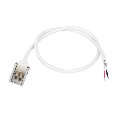 Коннектор питания AQUA-1616-CON-POWER-2PIN-HR-SCREW-WH (Arlight, Пластик) Герметичный коннектор питания для гибкого неона AQUA, сечение 16.5х16.5 мм, цвет белый, 2pin подключения (для одноцветного неона). Горизонтальный вывод провода. Подключение питания без пайки, винтовой зажим, IP67, длина провода питания 600 мм.