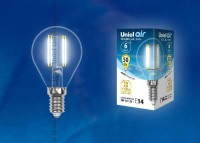  - Лампа светодиодная филаментная Uniel E14 6W 4000K прозрачная LED-G45-6W/NW/E14/CL GLA01TR UL-00002207