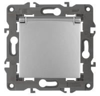  - Розетка ЭРА Elegance 2P E Schuko со шторками с крышкой 16A 250V 14-2103-03 Б0034280