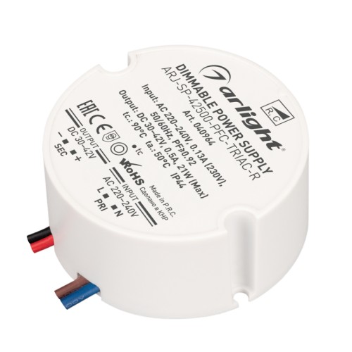 Блок питания ARJ-SP-42500-PFC-TRIAC-R (21W, 30-42V, 500mA) (Arlight, IP44 Пластик, 5 лет) 