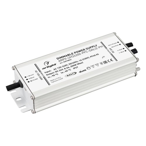 Блок питания ARPV-UH24200-PFC-DALI2-PH (24V, 8.3A, 200W) (Arlight, IP67 Металл, 7 лет) 