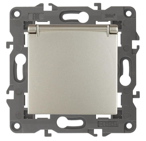 Розетка ЭРА Elegance 2P E Schuko со шторками с крышкой 16A 250V 14-2103-04 Б0034281 