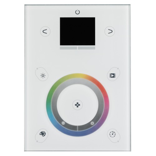 Контроллер Sunlite STICK-DE3 White (Arlight, IP20 Пластик, 1 год) Настенный DMX контроллер Sunlite STICK-DE3, 1024 канала, USB/Ethernet, ESA+ESA2+ESA Pro software, microSD card, материал - белое стекло, Сенсорное управление, 20 кнопок, 500 сцен (программ), 10 зон, 106х146х11мм, вес 250гр. Напряжение питания 5V. Не подлежат обмену и возврату. Комплектация: контроллер, блок питания, карта памяти, кабель USB, паспорт изделия.
