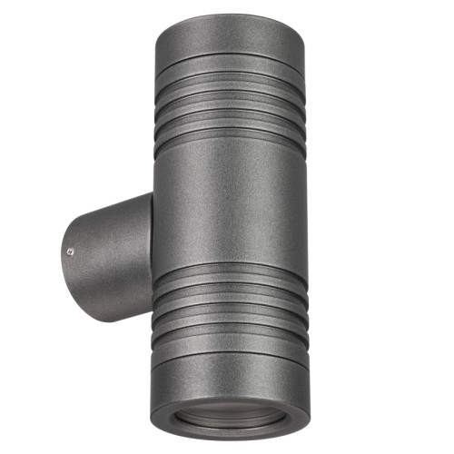 Светильник KT-RAY-WALL-TWIN-R46-2x3W Warm3000 (GR, 24 deg, 24V) (Arlight, IP65 Металл, 3 года) Накладной настенный светильник, свечение вверх/вниз. Мощность 7 Вт, св. поток 800 лм, 114 лм/Вт, теплый 3000 K, CRI>80, угол 2x24°, напряжение питания 24 В. Темно-серый фигурный корпус из алюминия, экран стекло, степень защиты IP65. Размер: длина 116 мм, ширина 46 мм, высота 76 мм. Монтаж накладной. Драйвер приобретается отдельно. ВНИМАНИЕ! Светильник не поддерживает регулирование светового потока ШИМ.