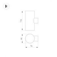  - Светильник KT-RAY-WALL-TWIN-R46-2x3W Warm3000 (GR, 24 deg, 24V) (Arlight, IP65 Металл, 3 года)