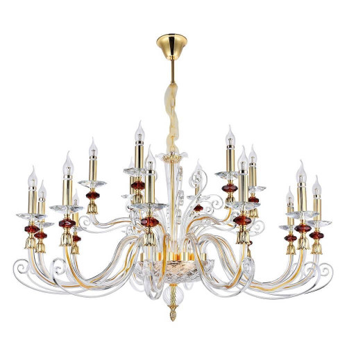 Подвесная люстра Crystal Lux Catarina SP12+6 Gold/Transparent-Cognac 