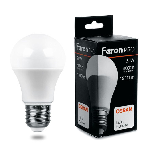 Лампа светодиодная Feron E27 20W 4000K Матовая LB-1020 38042 