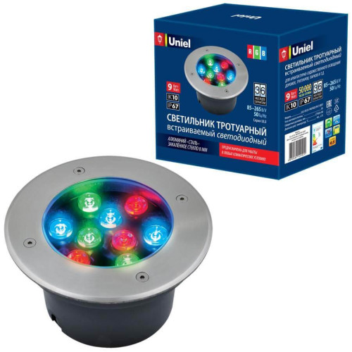 Ландшафтный светодиодный светильник Uniel ULU-B12A-9W/RGB IP67 Grey UL-00006824 