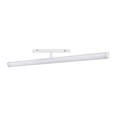 Светильник MAG-ORIENT-TUBE-TURN-L900-30W Warm3000 (WH, 180 deg, 48V) (Arlight, IP20 Металл, 5 лет) Светильник для магнитных треков MAG-ORIENT шириной 26 мм. Мощность 30 Вт, св. поток 2600 лм, 90 лм/Вт, теплый 3000 K, CRI>90, угол 180°, напряжение питания 48 В. Белый фигурный корпус из алюминия, экран поликарбонат, степень защиты IP20. Размер: диаметр 30 мм, длина 900 мм, высота 81 мм. Монтаж на трек MAG-ORIENT. Пульсация 