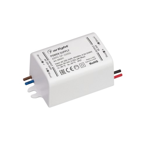 Блок питания ARPV-SP-24006 (24V, 0.25A, 6W) (Arlight, IP67 Пластик, 5 лет) 