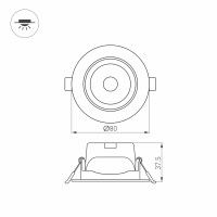  - Светильник LTD-POLAR-TURN-R80-5W Warm3000 (WH, 36 deg, 230V) (Arlight, IP20 Пластик, 3 года)