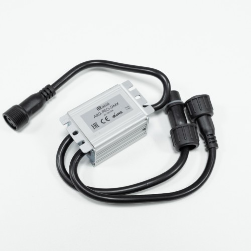 Коннектор питания ARD-PRO-DMX (24V, 1x200pix) (Ardecoled, Закрытый) DMX PLC инжектор (коннектор питания) для подключения гирлянд, управляемых по протоколу DMX512. Напряжение питания DC 24V. Вход: провод питания и сигнальный провод (DMX512). Выход: питание+DMX-PLC. Выходной порт - 1 шт. Поддерживает управление до 200 RGB светодиодов.