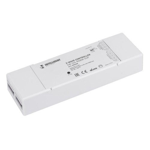 INTELLIGENT ARLIGHT Контроллер ZW-104-RGBW-SUF (12-36V, 4x5A) (IARL, -) Диммер-контроллер стандарта Z-WAVE (RU 869МГц) для светодиодных лент RGB/RGBW.
4 канала управления, 4 выхода для 1й RGBW ленты. Входное напряжение 12-36В, Выходное 12-36В ШИМ. Функция Routing slave.