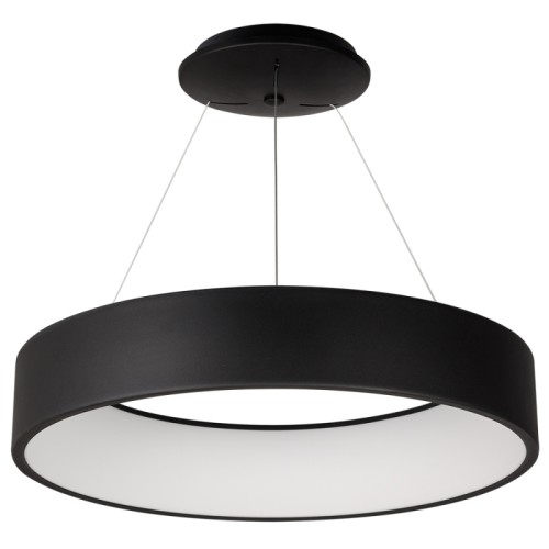 Светильник SP-TOR-RING-HANG-R600-42W Warm3000 (BK, 120 deg) (Arlight, IP20 Металл, 3 года) Подвесной светильник 42Вт, черный круглый корпус. Цвет ТЕПЛЫЙ БЕЛЫЙ 3000K, св.поток 2400 лм, CRI(Ra)>80, угол 120°. Размер светильника Ф600x110мм. Максимальная длина подвеса 1200мм. Питание AC220-240V, 42Вт, драйвер встроенный (30-40V, 1050 mA).